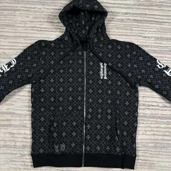 Chrome Hearts Black / Gray Monogram Cross Horseshoe Hoodie Men’s Size Large - Picture 3 of 4